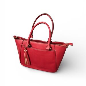 Bass Vibrant Red Tote Bag with Tassel